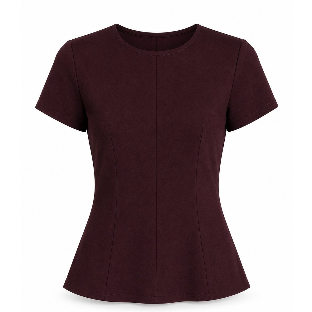 H&M Women Burgundy Short Sleeve Tailored Darted Top XS New NWT